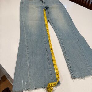 PAIGE Light Blue Collette Flare Jeans with Frayed Hem